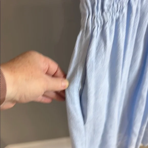 Saks Fifth Avenue Light Blue Midi Dress with Embroidered Sleeves - Picture 5 of 8